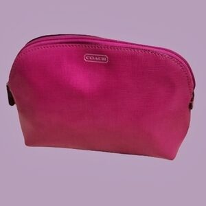 Coach Fuchsia Leather Cosmetic Bag